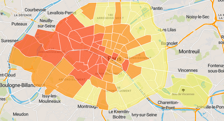 Paris rents map - How to rent in Paris when you come from abroad